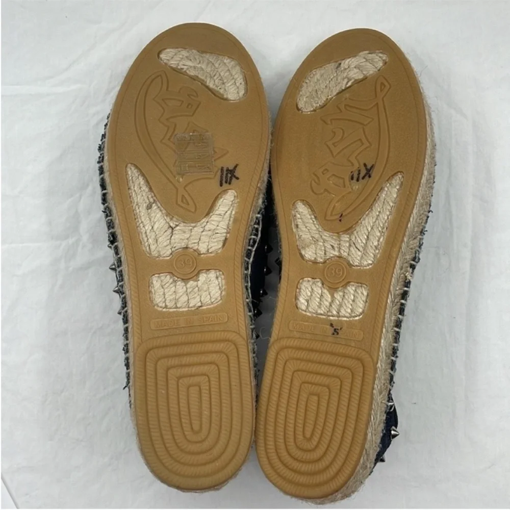 NEW! Ash Zest Studded Espadrilles with Silver Studs in Dark Denim. EU 39.
